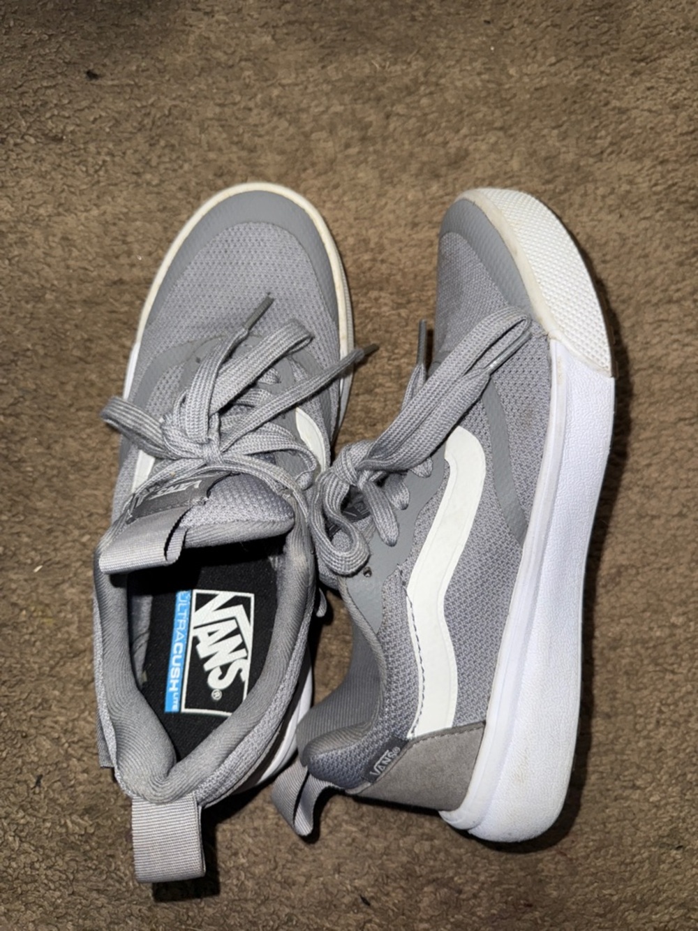 Vans Gray and White Low-Top Skate Sneakers
